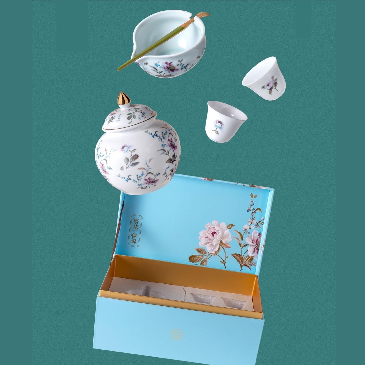 Ceramiczny pojemnik na herbatę, ceramiczny słoik do przechowywania herbaty, domowy słoik z zamknięciem, kubek do herbaty, łyżeczka do herbaty, chiński zestaw do herbaty, zestaw do herbaty, pojemnik