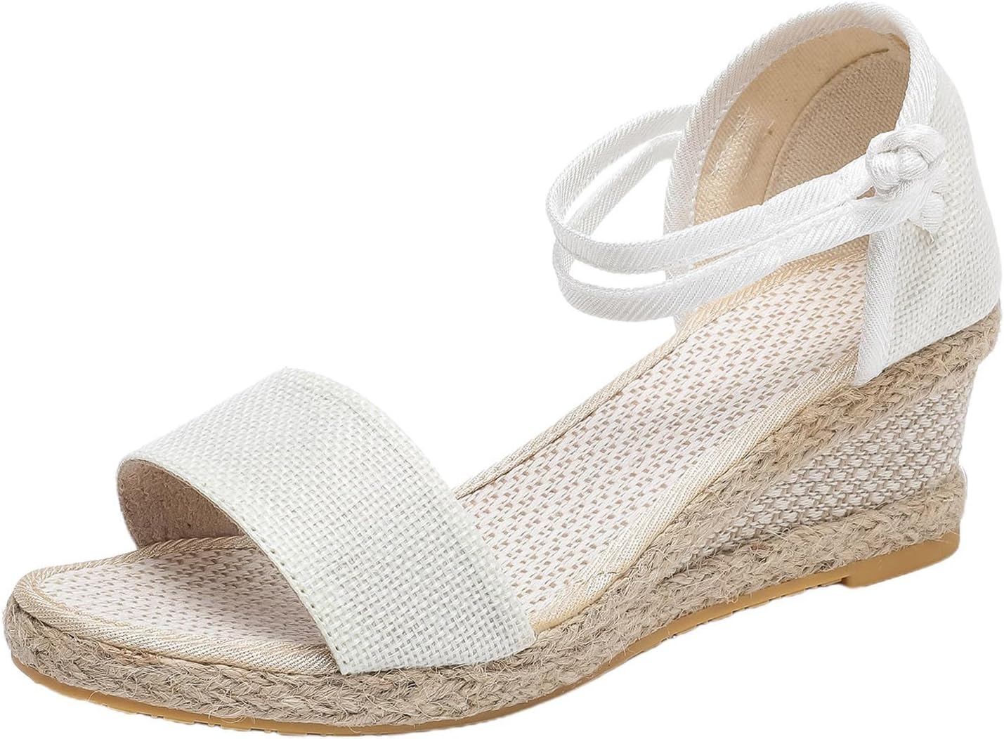 Women's Open Toe Espadrilles Summer Buckle Ankle Strap Wedge Sandals Non Slip High Heels Slingback Beach Sandals Comfortable Lightweight Breathable Bohemian Wedding Shoes Espadrilles Footwear