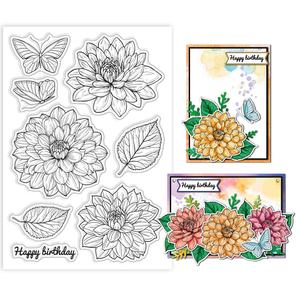 Timbro Silicone Trasparente GLOBLELAND - Fiori E Farfalle 15x15cm Per