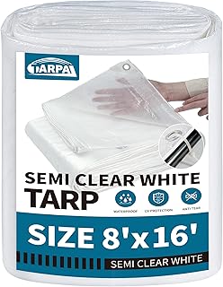 TARPAL 8'x16' Semi Clear Tarp with Grommets Greenhouse Tarp Cover 7.5mil