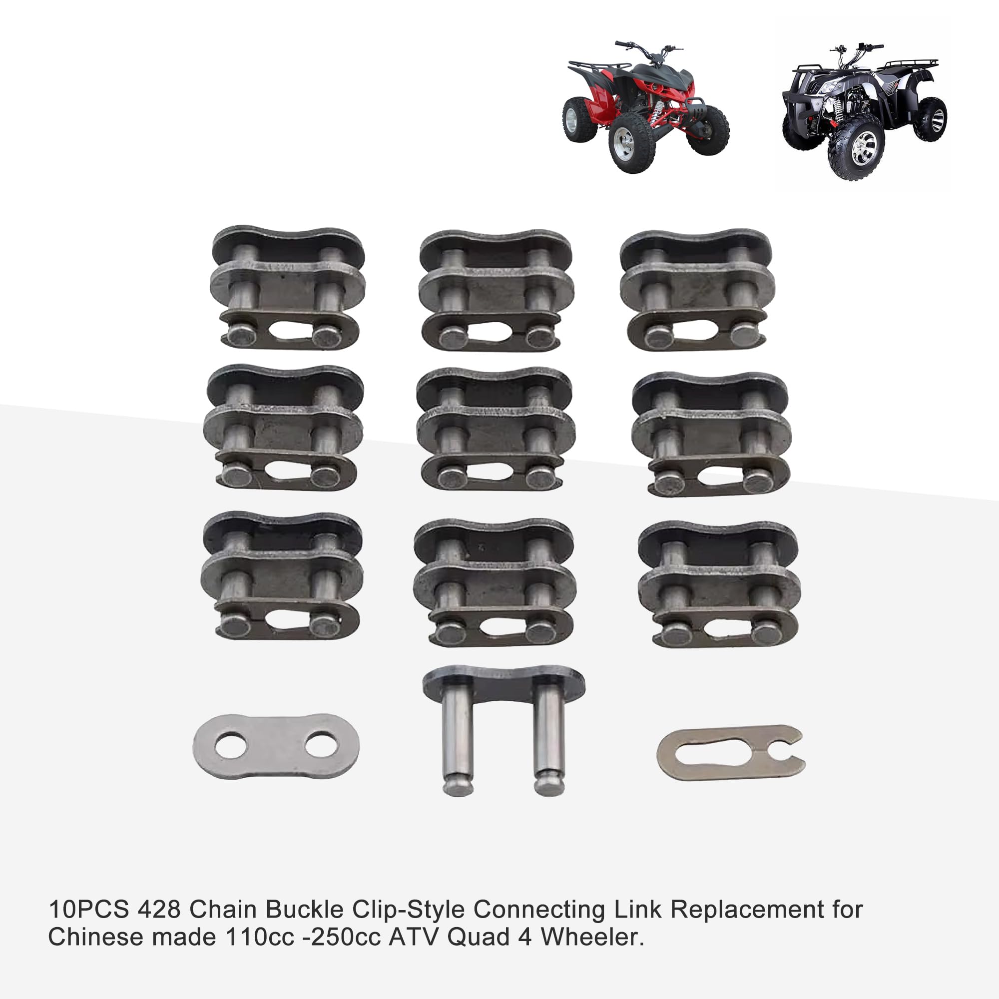 Chaîne Moto 428 108 Maillons – Pour 50cc à 250cc, VTT, Quad, Dirt Bike, Kart – Noire, Résistante