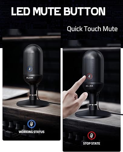 Miniatura 2 de ALABS Micrófono USB, micrófono condensador para podcast para computadora, Mac, Smartphone, micrófono para juegos Plug & Play con silencio rápido