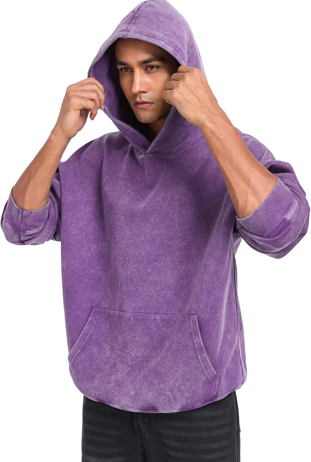 Mens Hoodies Pullover Oversized Hoodie Plush Cotton Hooded Couples Vintage Trendy Washed Streetwear Sweatshirt
