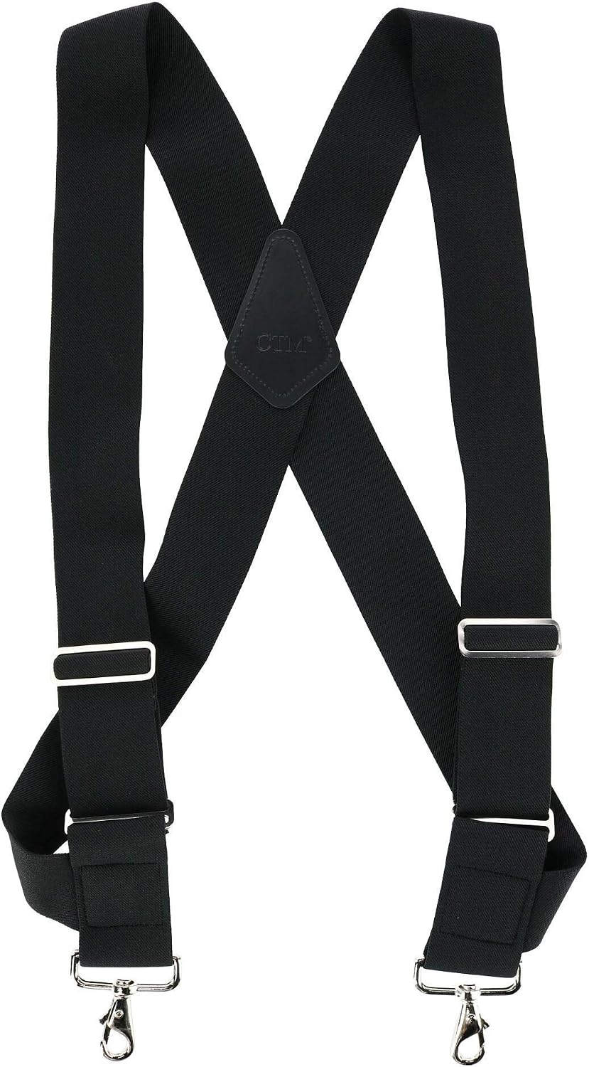 CTM Men's Elastic Side Clip Metal Swivel Hook Trucker Suspenders