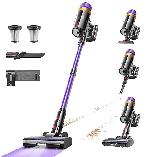 TVTAU Cordless Vacuum Cleaner, 580W 50KPA 70Mins Upgraded Stick Vacuum Cleaners for Home, Wireless Vacumm with Self-Standing and Touch Screen, Anti-Tangle Brush for Hardwood Floor/Carpet/Pet Hair