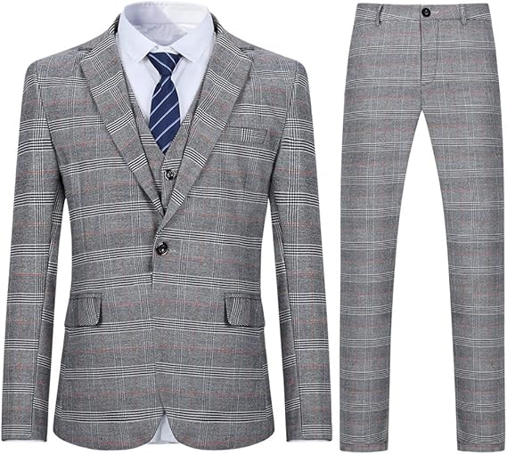 Yunclos スーツ メンズ スリーピーススーツ メンズ カジュアルスーツ メンズ 上下セット 礼服スーツ チェック ビジネス 就職 スーツ 通販