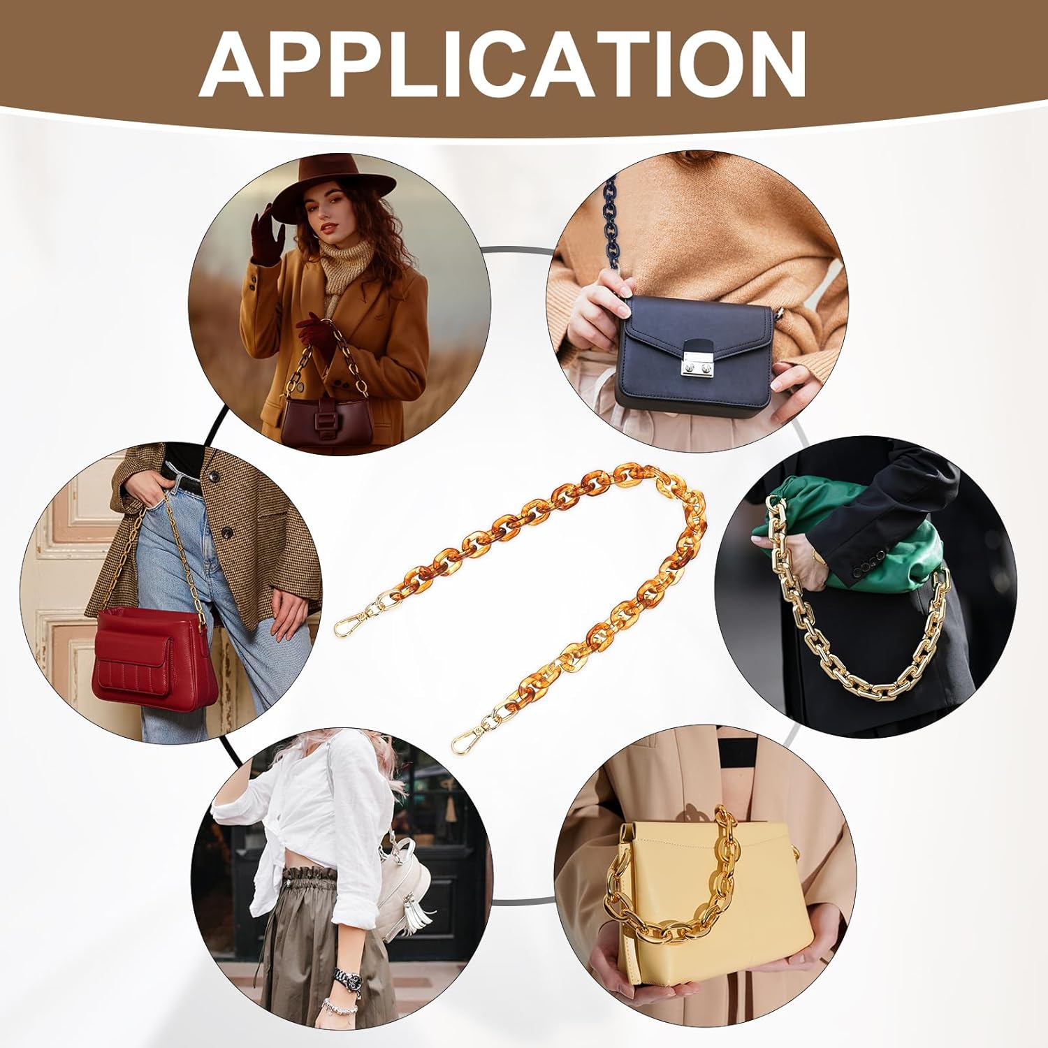 PATIKIL Acrylic Purse Strap, Acrylic Chain Purse Strap Replacement Luxury Handbag Chain Handle Straps - Image 7