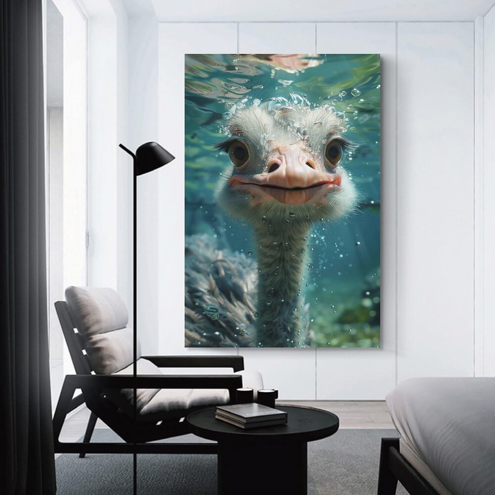 Junmoney Wall Picture Print Ostrich, 12x18inch(30x45cm), for Entrance Walls, Hall Decor Or Foyers, A Neat Decor Update for Hallways