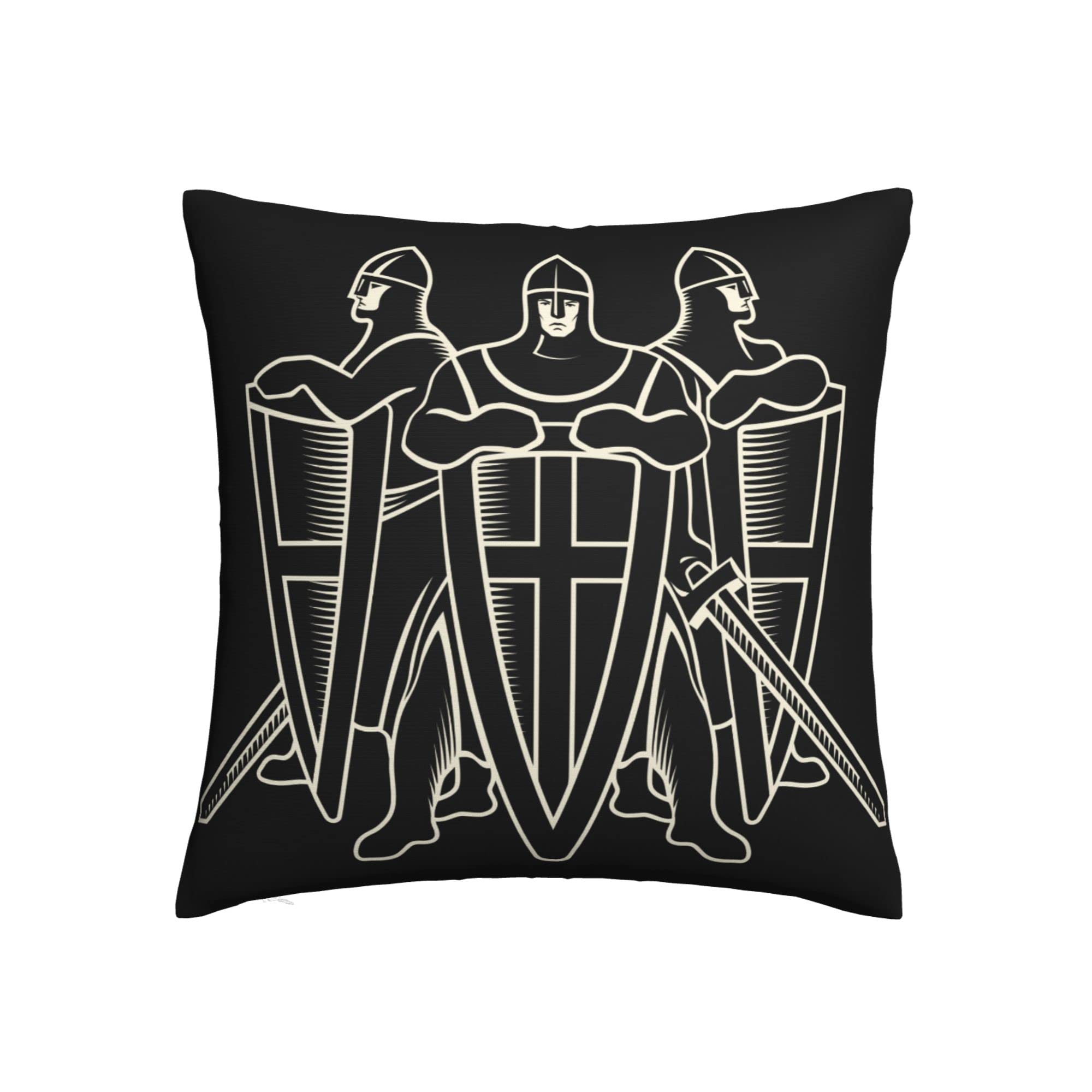 NIBABAEU Cushion Covers 1 Pcs Warrior Knight Templar Swords Shields Decorative Pillow Covers 18"x18" (45X45 CM) Soft Square Pillow Cases For Living Room Sofa Couch Bed Pillowcases