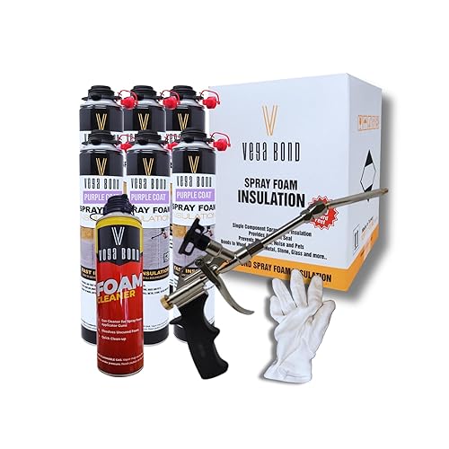 Vega Bond Paquete de 6 espumas aislantes de 29 onzas (120 pies de tabla) con pistola de aplicación y limpiador paquete de 6