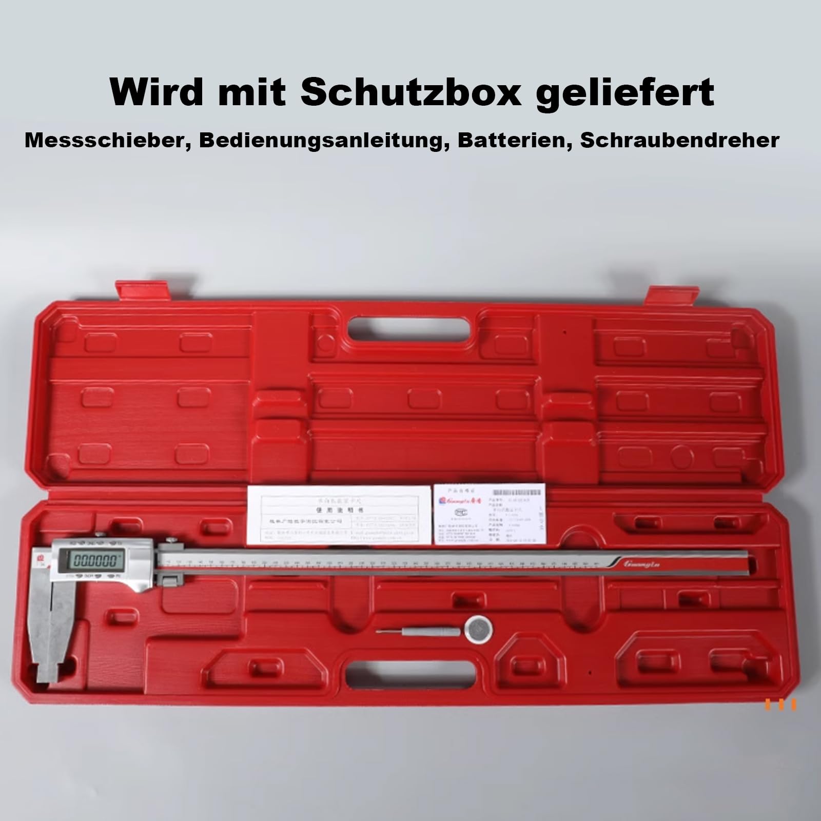 300 mm Digital Messschieber mit Feineinstellung Langem Messwerkzeug, Schnabel Länge 100 mm, Ganzmetallkonstruktion, Digitale Werkstatt Schieblehre Edelstahl Messlehre