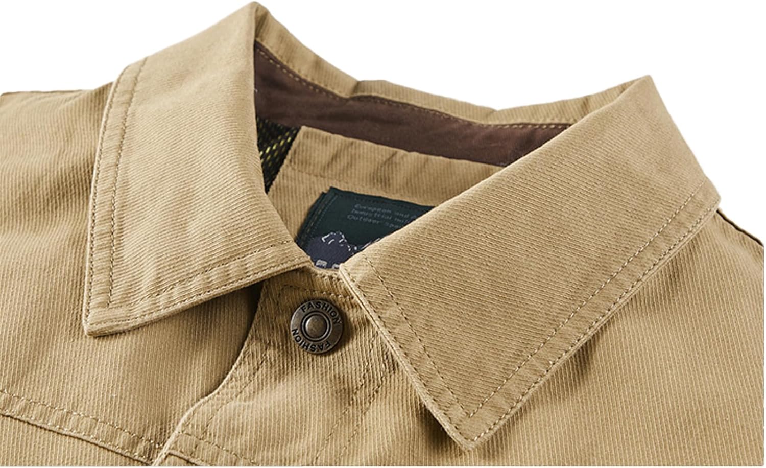 decion Men's military style jacket, outdoor leisure coat, with mesh lining, multiple pockets.