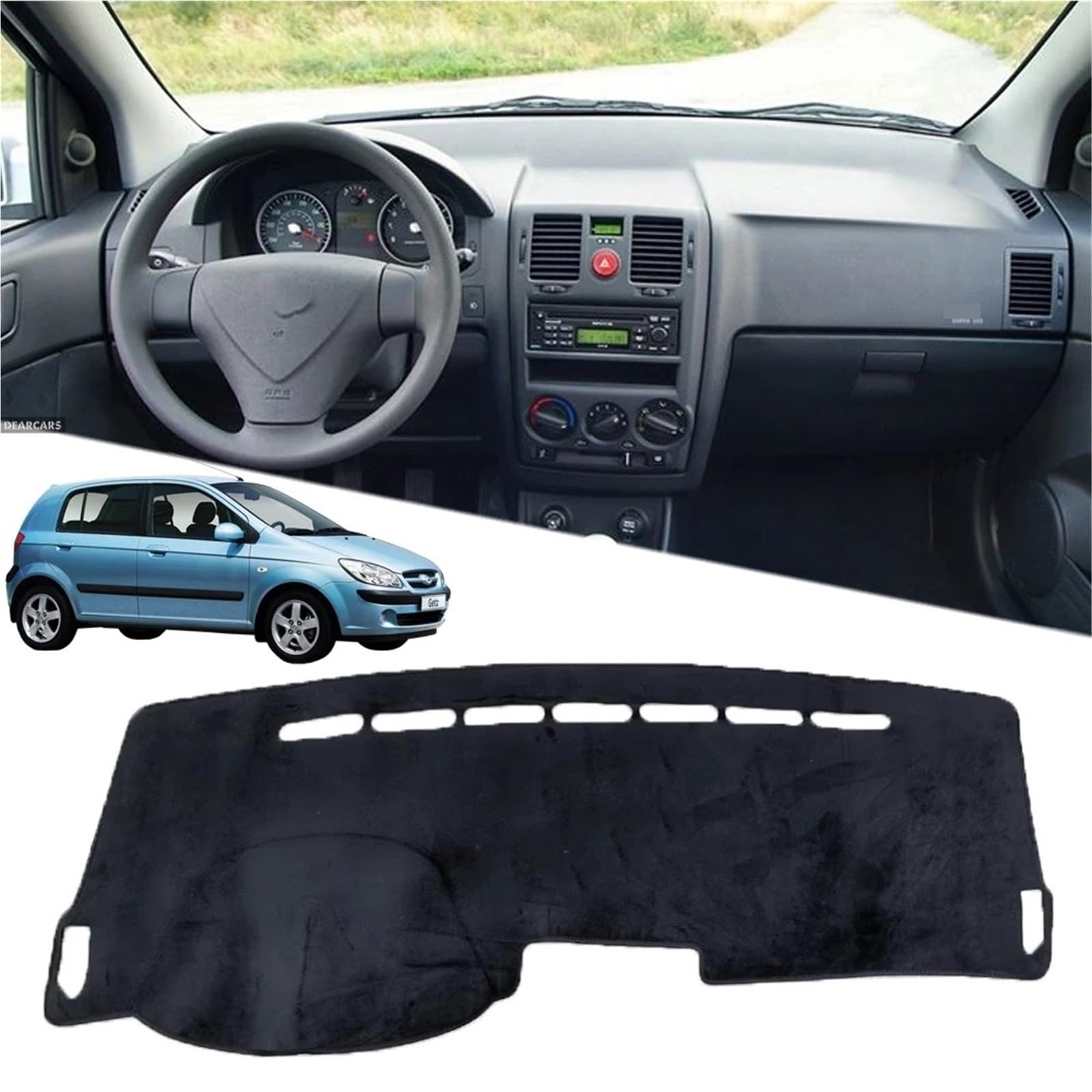 Armaturenbrett-Abdeckmatte Für Hyundai Für Getz TB 2002-2011 Auto Flanell Dash Matte Zubehör Dashboard Abdeckung Schutz Teppich Warme Pad Dashmats(Black,Left Rudder)