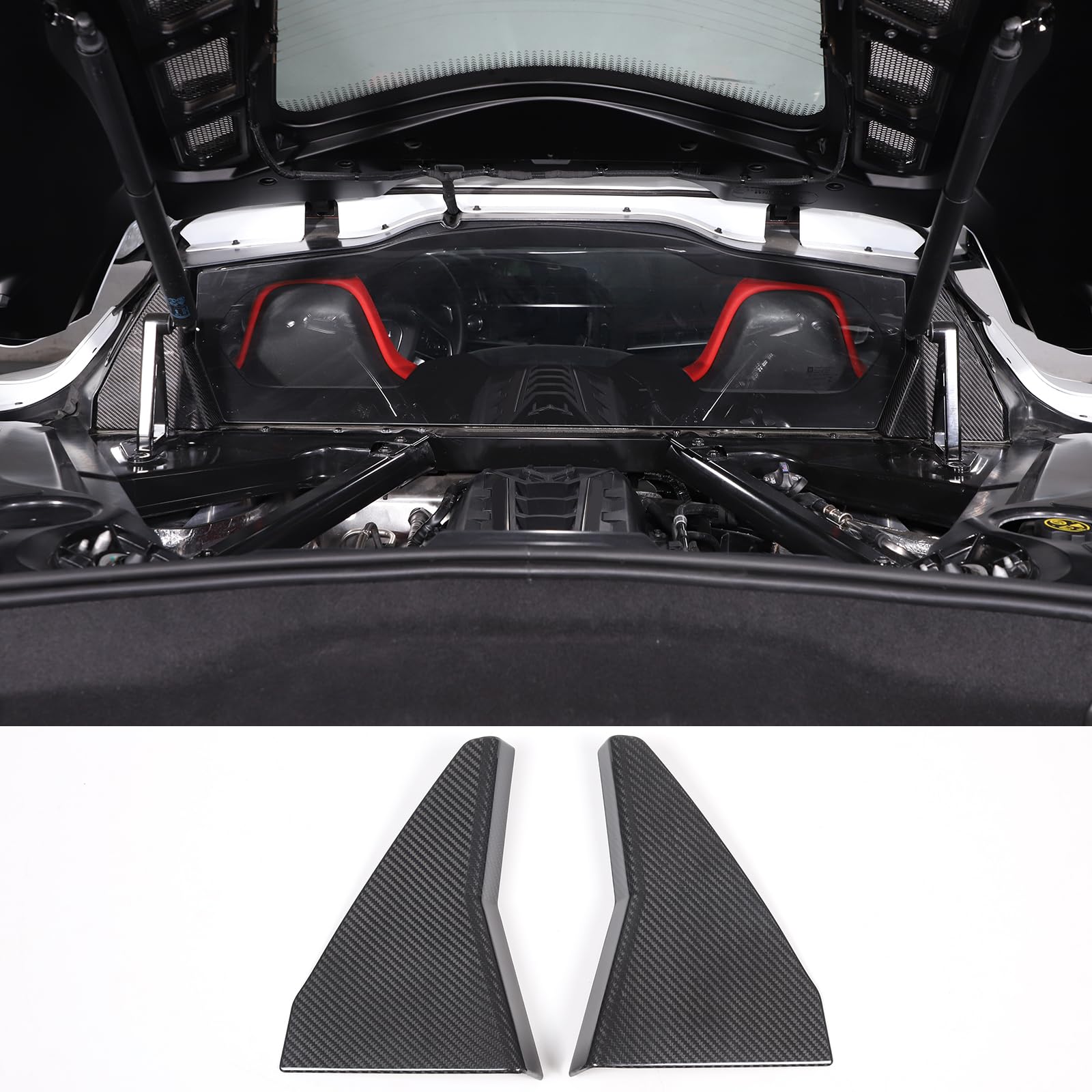 Amazon.com: Real Carbon Fiber Car Engine Bay Front Wall Triangle Cover ...