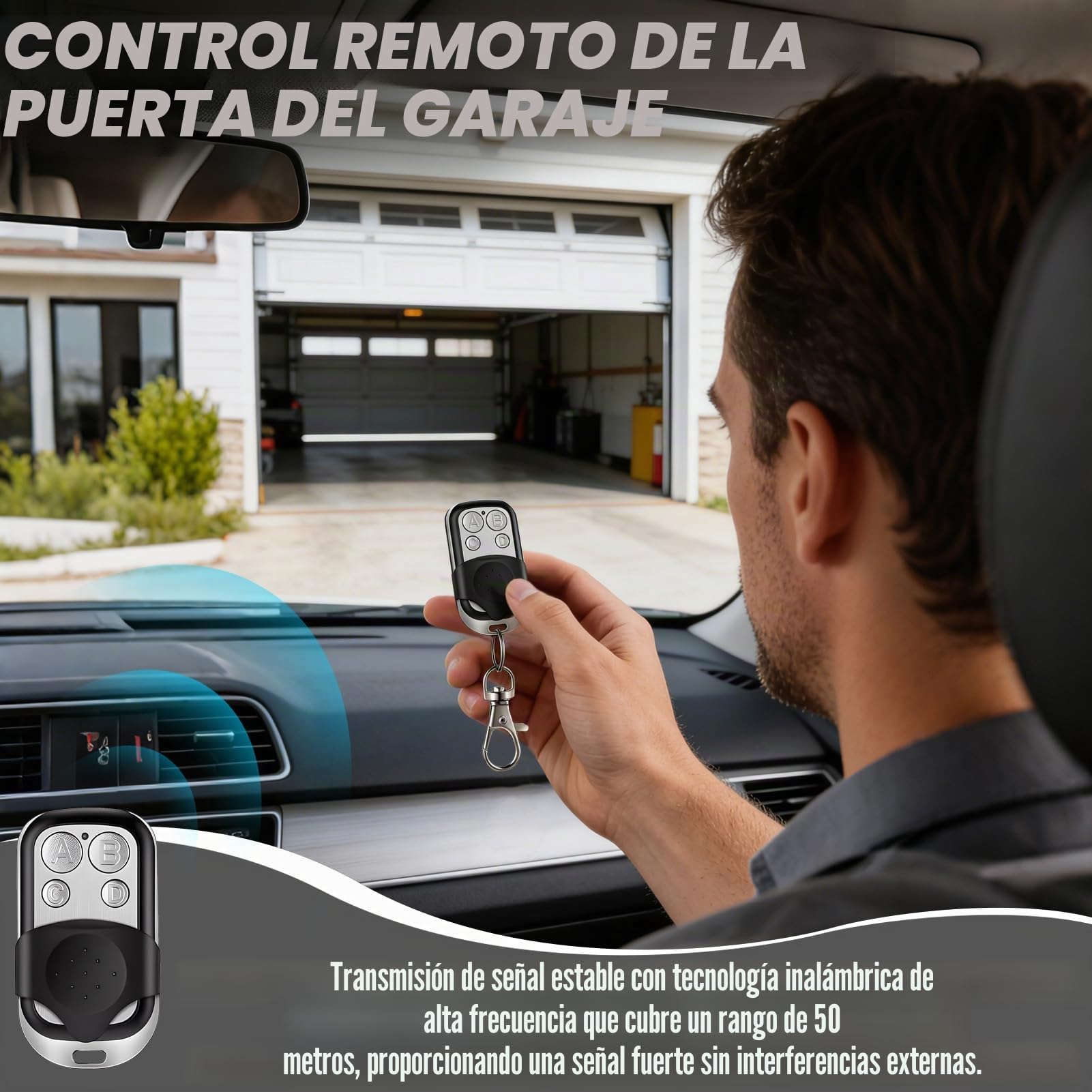 4 Piezas Mando Garaje Universal 433MHz, Mando Garaje Clonador con 4 Botones, MandoPuerta Garaje Codigo Fijo, MandoDistancia Garaje, MandodeGaraje, MandoParking para Puerta deGaraje Automática