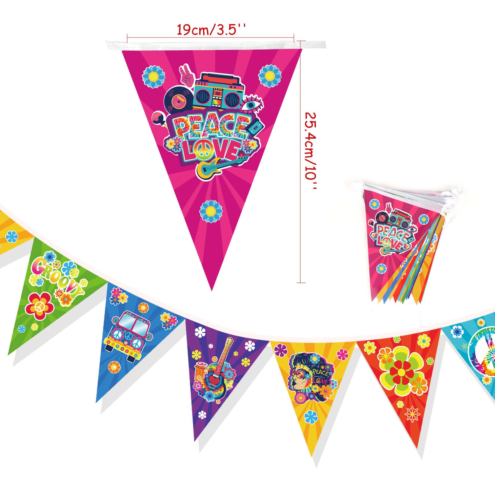 HOWAF 60s 70s Hippie Theme Party Decorations, Retro Groovy Party Banner - Image 2