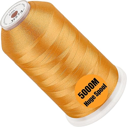 Miniatura 36 de New brothread - Bobina única de 5000 m de hilo de poliéster para máquina de bordar 40WT para máquinas comerciales y domésticas - Marigold