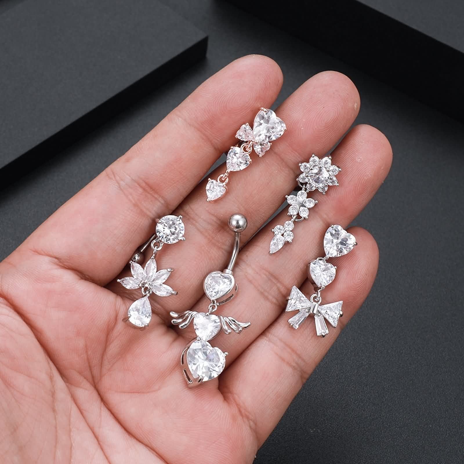 Bauchnabelpiercing Chirurgenstahl Banane, Bauchnabel Piercings 14G Schmuck Set Invertiert Geschenke Damen