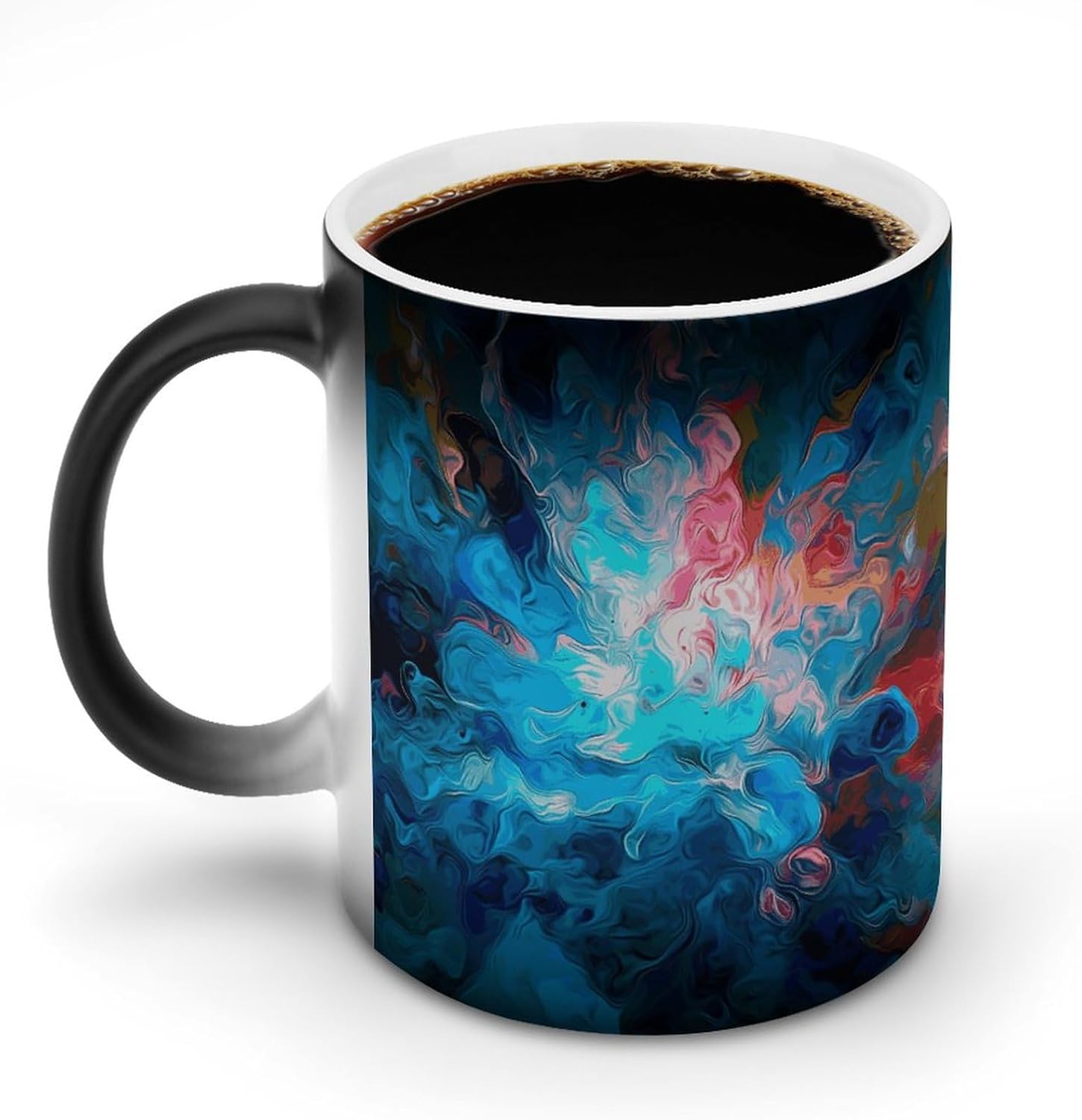 Color Changing Mug Blue Aesthetic Color Splash Printed Ceramic Coffee Mug Heat Changing Sensitive Mug Magic Heat Changing Coffee Mug Novelty Coffee Mugs