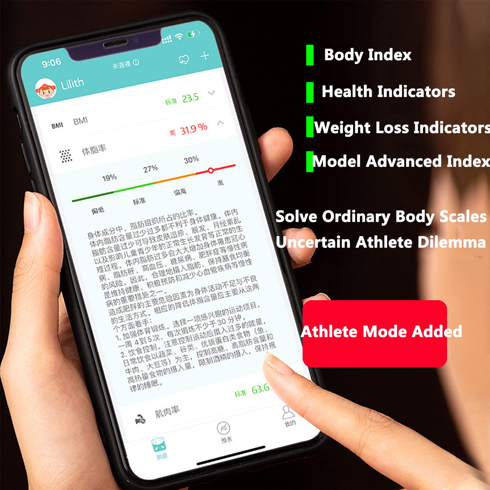 Bilance Bluetooth App,analizzatore Digitale della Composizione Corporea con Analisi Cardiaca Dellafrequenzacardiaca E modalità Salute Dell'atleta,registrazionedella Curvaalungotermineaccurato