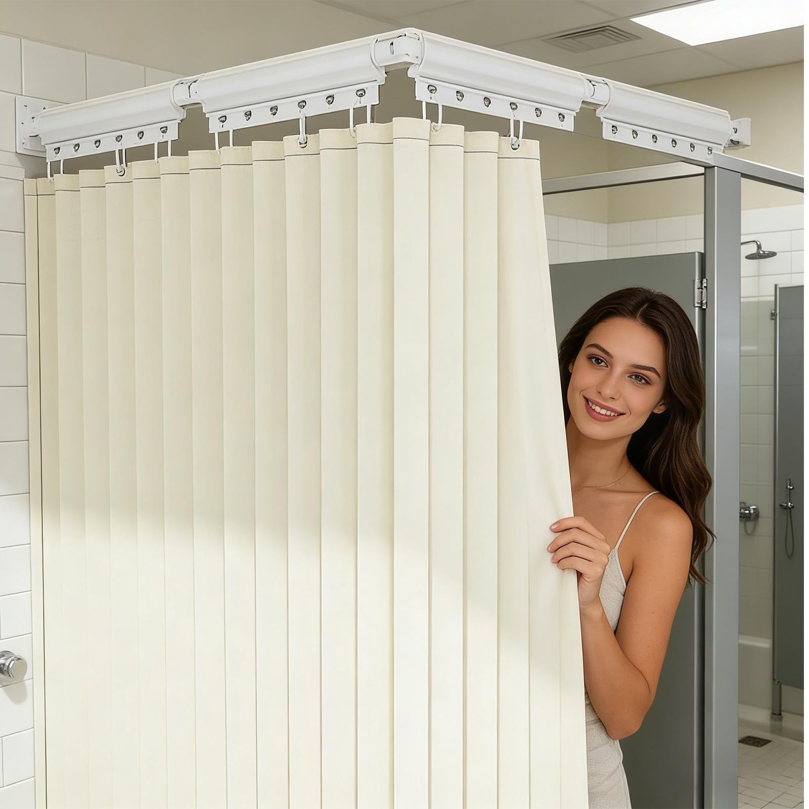 Barra Para Cortina De Ducha De Esquina Montaje En Pared Sin Taladro | Barra Para Cortina De Baño スポーツ アウトドア ハイキング スキー り キャンプ け