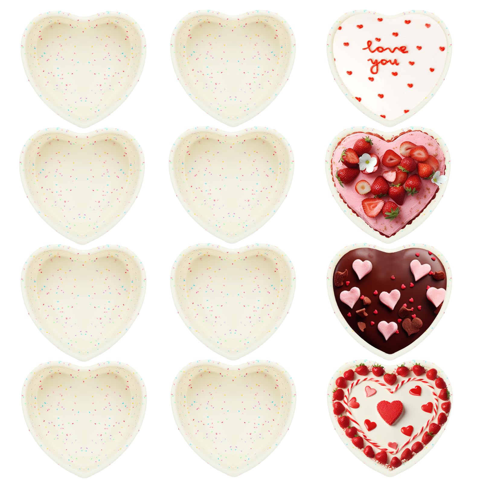 Mini molde para tartas de corazón de 5 pulgadas (12, puntos blancos)