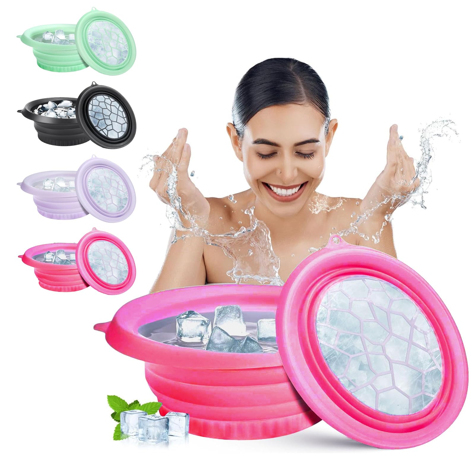 nnOuOnn Silicone Ice Face Bowl, Foldable Facebowl with Built-in Icetray, Quick Cooling for Puffiness Relief Soothe Skin