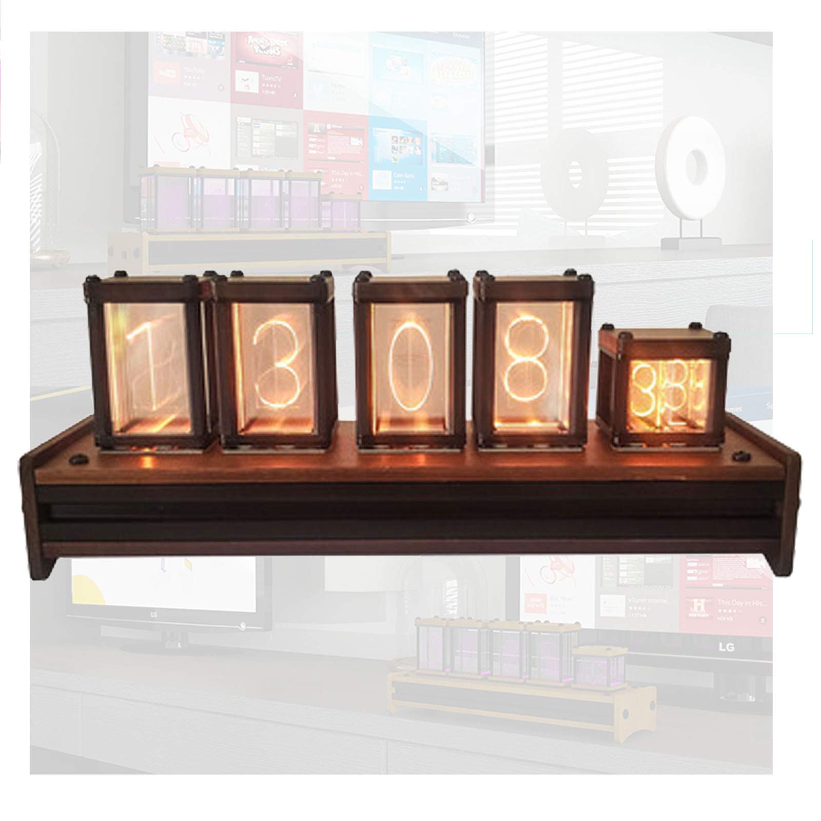 Cadeaux personnalisés, Horloge Intelligente de Tube de Lueur de LED, Horloge rétro de Tube de Nixie Polychrome, Cadeau d'anniversaire de décoration de Bureau d'horloge de
