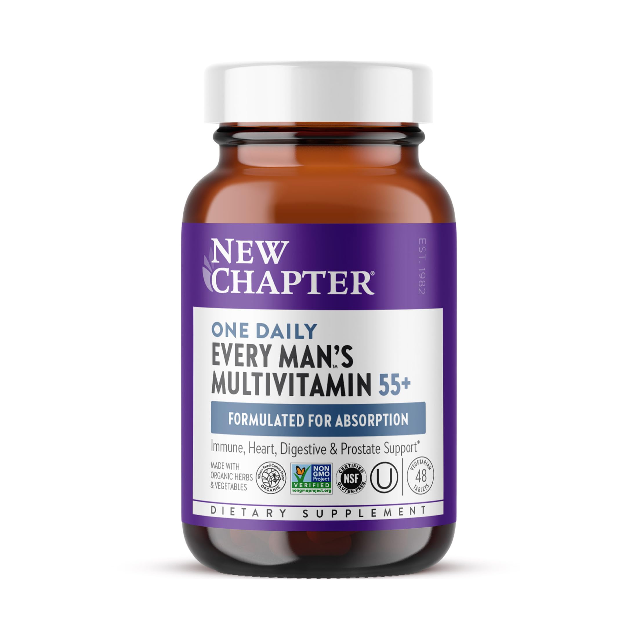 New Chapter Every Man's One Daily 55+ Multivitamin, 48 Tablets Tablet for Men 48 Count (Pack of 1)