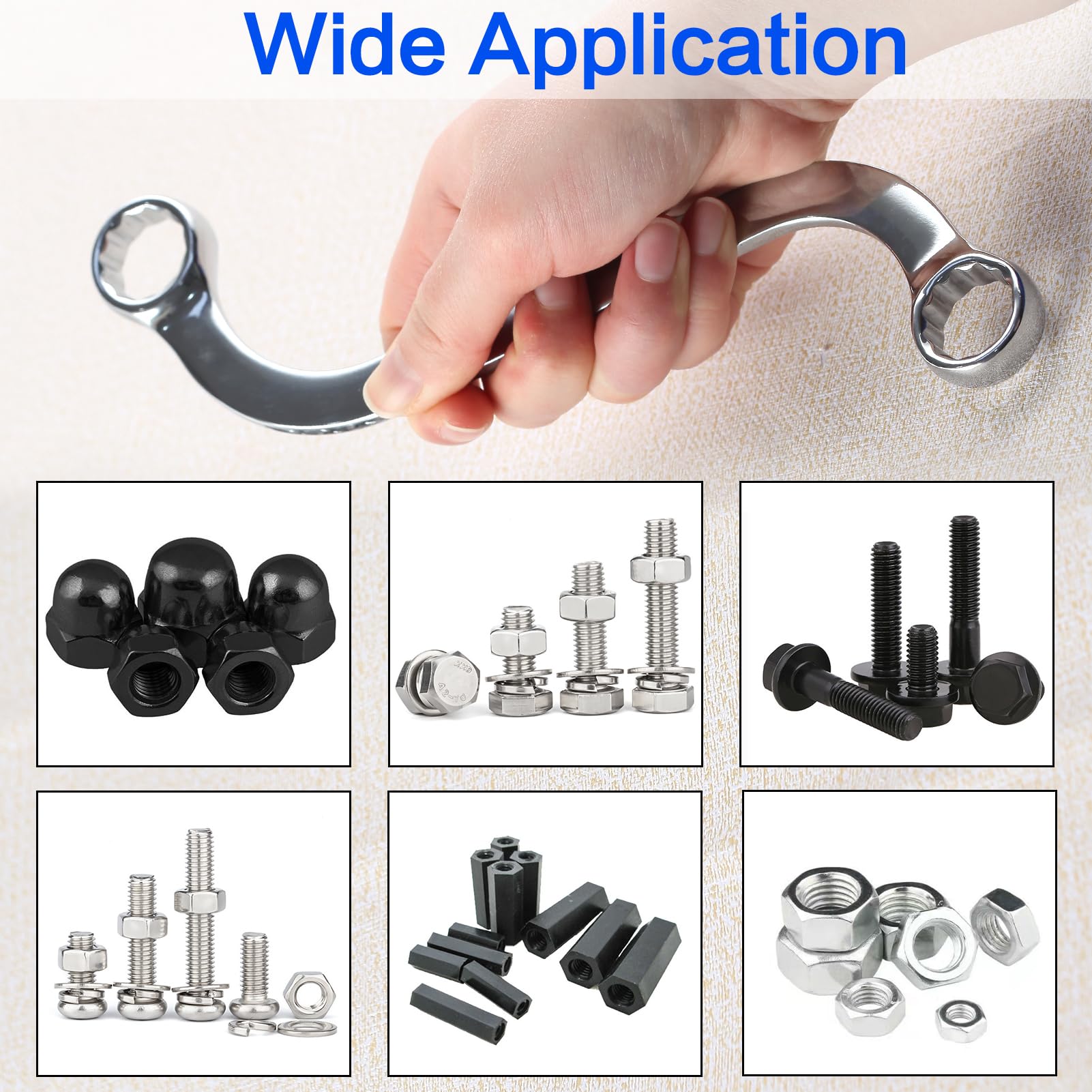 SPEEDWOX 5Pcs clé métrique en forme de S ensemble avec Double boîte de 12 points extrémités avec poche Roll-Up, 10mm à 19mm, clé de style S clé à Double tête pour la réparation de véhicules entretenir