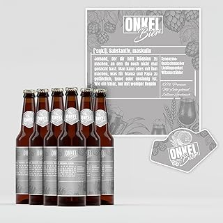 Bieretiketten selbstklebende Aufkleber für Bierflaschen Flaschenetiketten Geschenk für Geburtstag Hochzeiten Weihnachten Partys Sticker wasserfest Y077 (6 Stück, 09 Onkel)