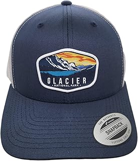 Glacier Trucker Hat w/National Park Woven Patch (Navy/White)