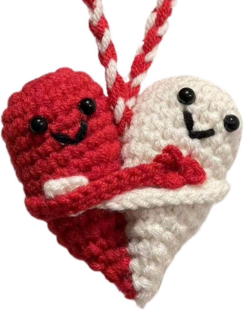 赤いハート型ぬいぐるみと鍵*5 Amazon.co.jp: かぎ針編みのハート型のぬいぐるみ、ポジティブな