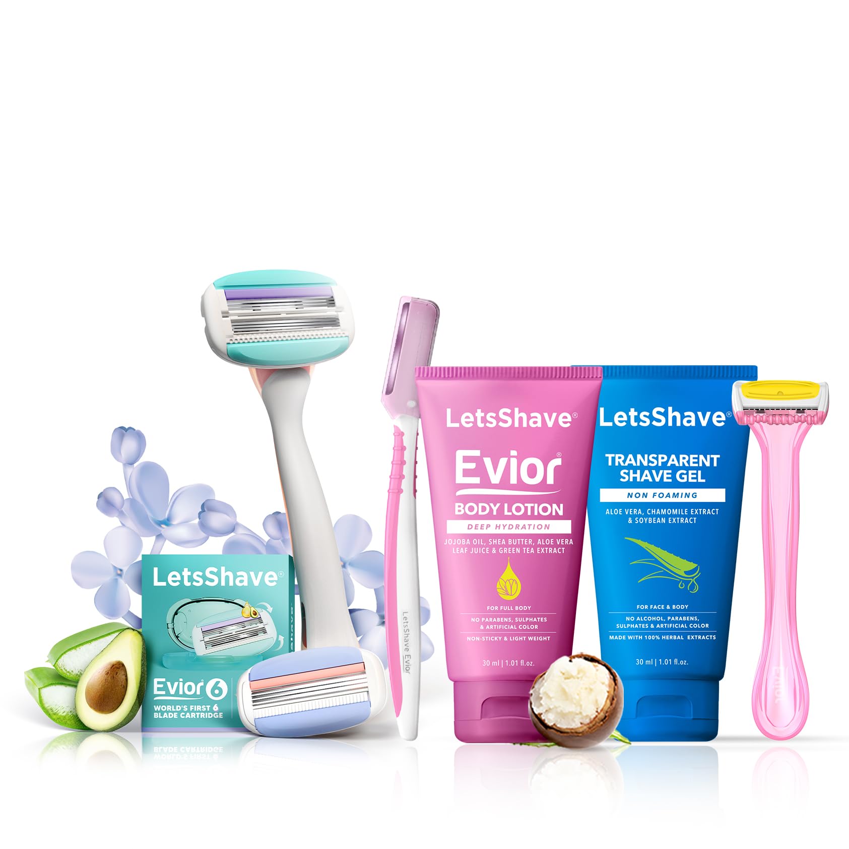 LetsShave Evior 6 Shaving Kit for Women, 1 Handle + 2 Blades + 1 Bikini Razor & 1 Face Razor + 1 Transparent Shave Gel & After Shave lotion for Women, Combo Shaving Kit, Gift Set for Women (B0849STQ9B) Amazon Price History, Amazon Price Tracker