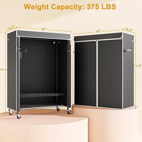 Miniatura 5 de P6C Plus - Perchero Rodante con Cubierta, Perchero Cubierto Resistente, Armario Portátil para Colgar Ropa, Perchero con Ruedas, Perchero de Armario
