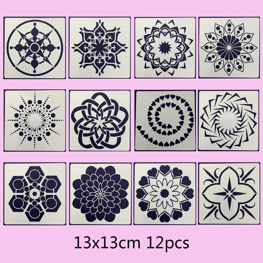 BLUGUL Mandala Stencils, Mandala Dotting Tools, Painting Templates, for Airbrush DIY Walls Art Stone Rock Painting, Type F 12pcs - Image 5