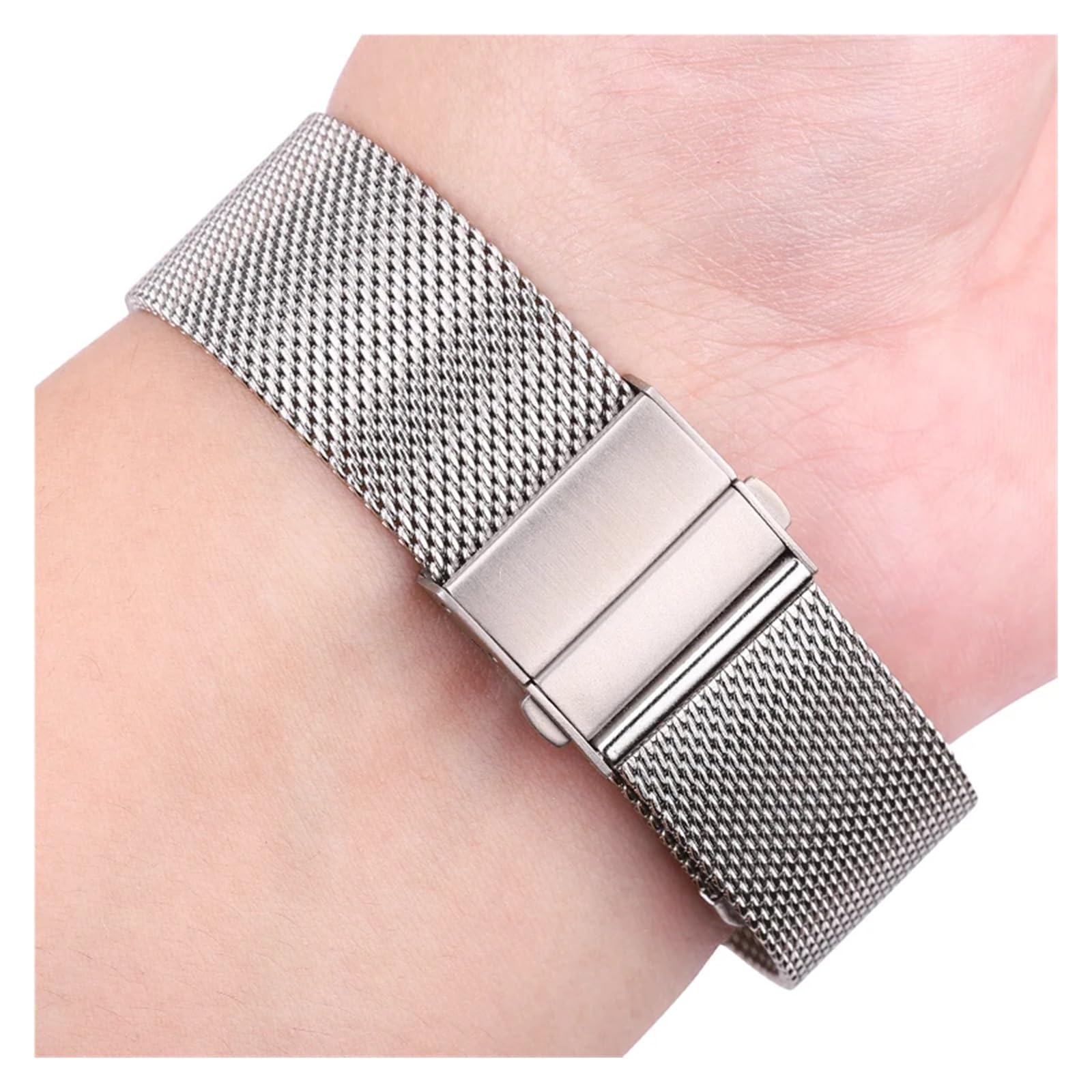 Generico Bracciale con Cinturino in Maglia milanese Loop 16mm 18mm 20mm 22mm 24mm Argento Nero Smart Watch Band 4 5 PRO Strap