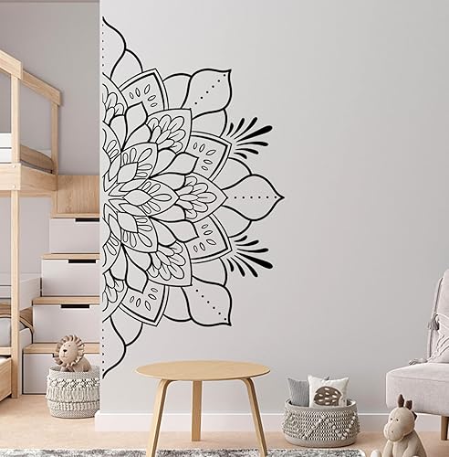 Calcomanías de pared de mandala bohemia, calcomanías de pared de mandala mitad bohemia, calcomanías de pared de flores indias, calcomanías de pared