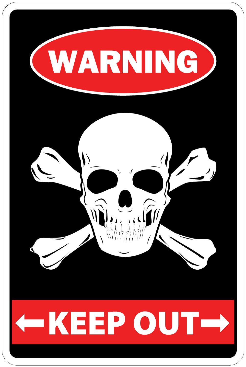 StickerPirateKeep Out with Skull & Crossbones Warning 8" x 12" Funny Metal Novelty Sign Aluminum NS 4088