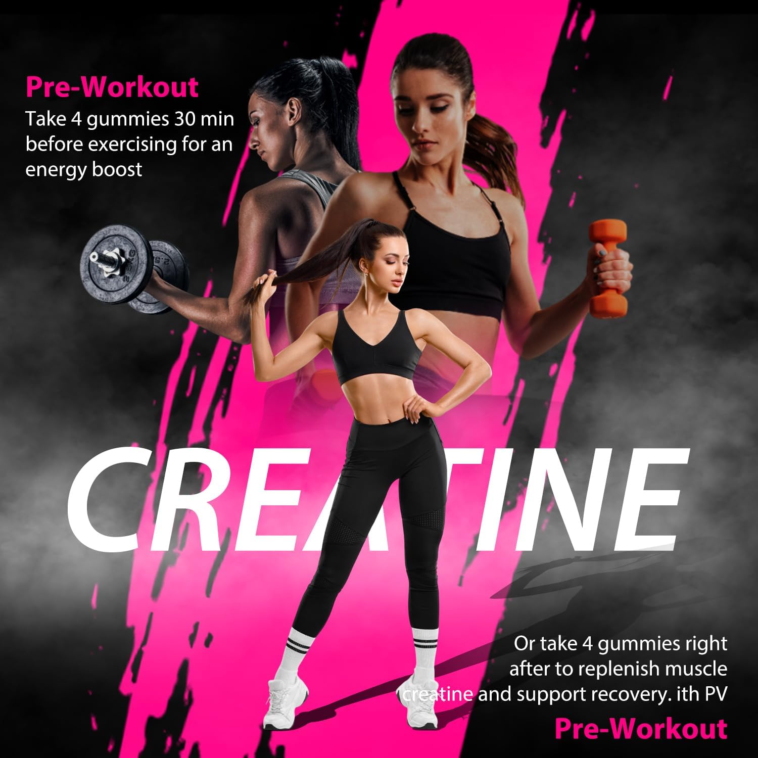 120Count Creatine Monohydrate Gummies 5g, Energy Creatine Supplements Gummies for Gym Essentials-Strawberry