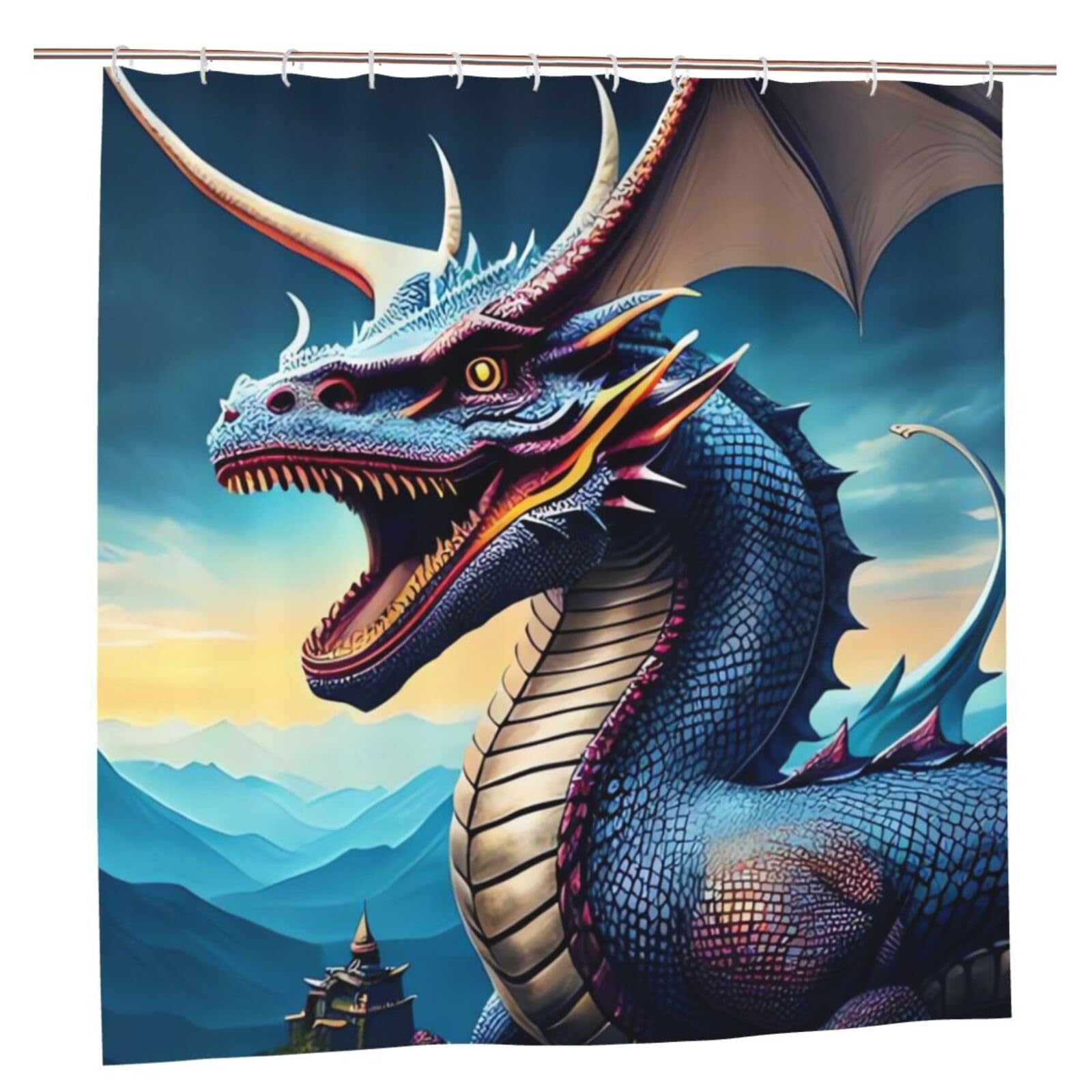 Rideau de douche résistant anti-moisissure dragon 183 cm