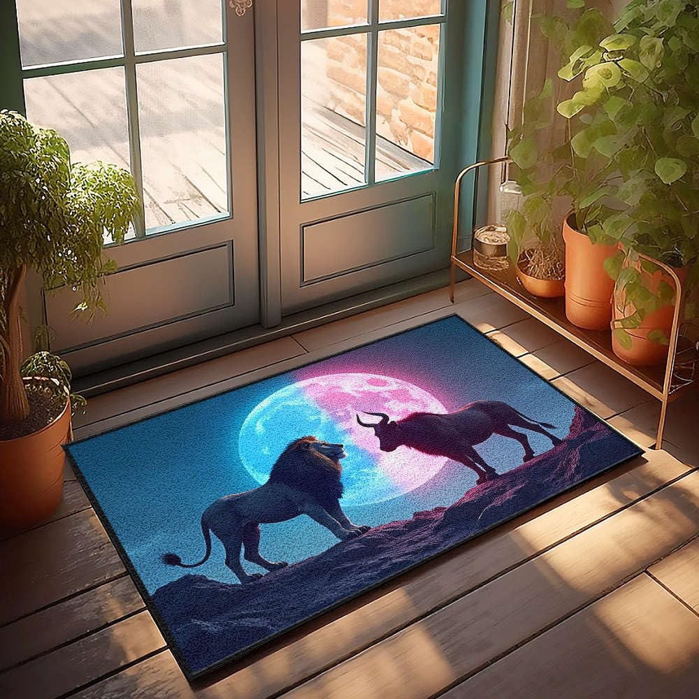 Tapis de porte extérieur grand lion pour décorer l'entrée d'un bureau d'homme