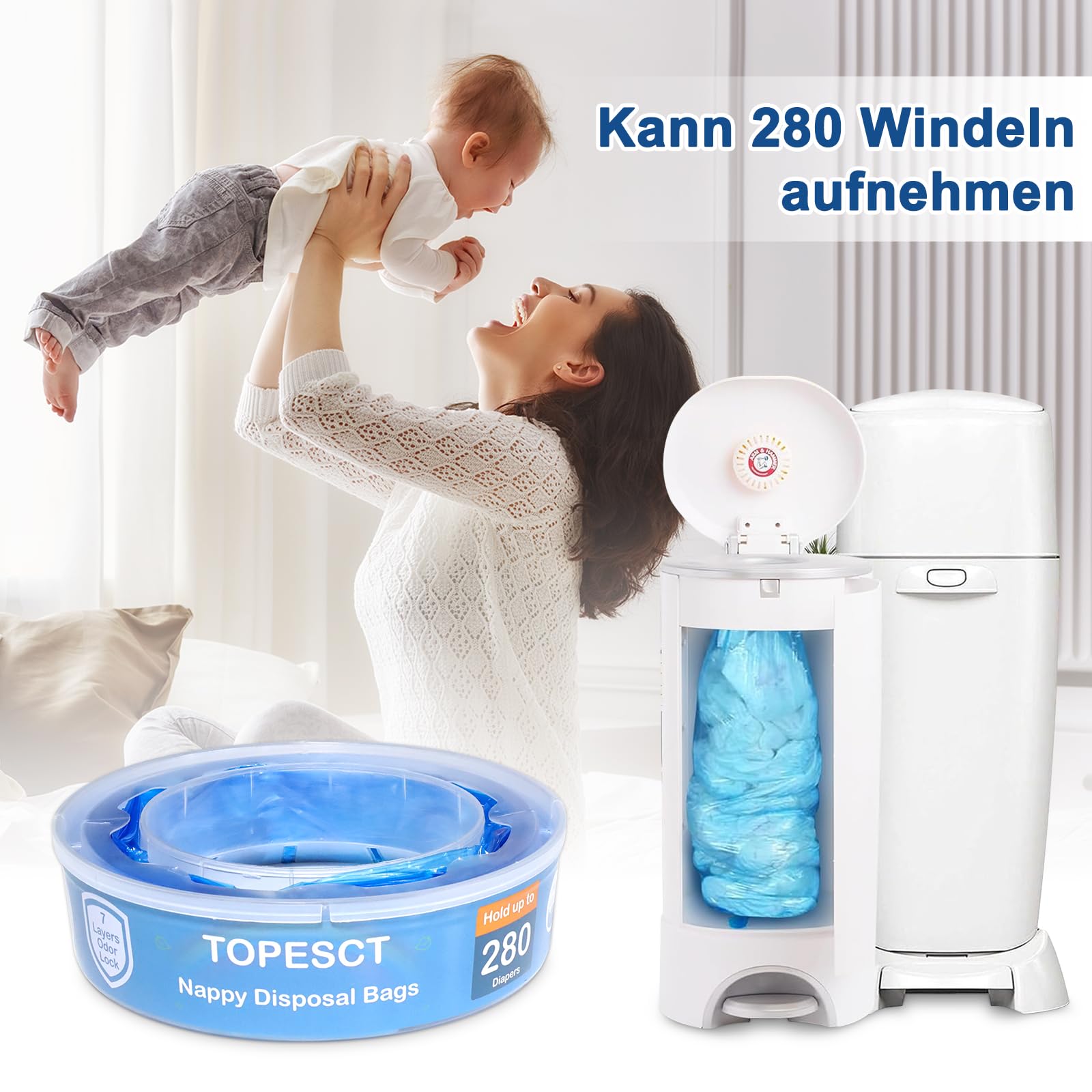 TopEsct ricarica mangiapannolini è compatibile con Angelcare, Maialino Foppapedretti e LitterLocker II, non adatta per Dress Up, Classic XL, Tecnologia anti-odore EVOH (confezione da 5)