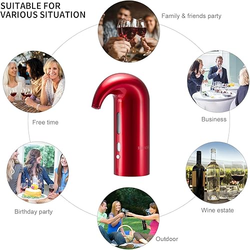 Miniatura 4 de Aireador de vino eléctrico con funda rígida de EVA, decantador de vino portátil de un solo toque y dispensador de oxidante de vino bomba para vino