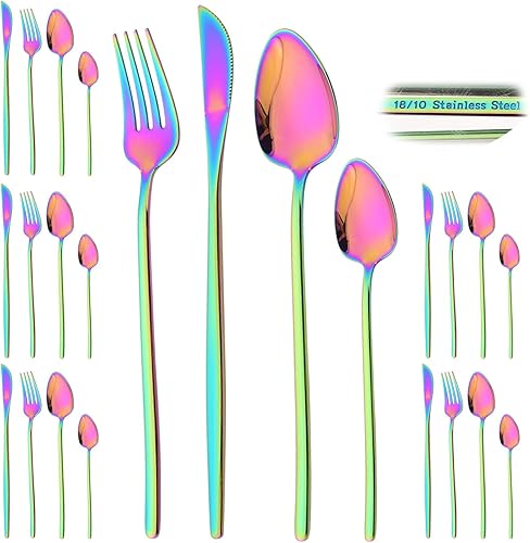 Miniatura 23 de JASHII Modern - Juego de cubiertos de acero inoxidable 18/10 de 24 piezas, para 6, cubiertos de acero inoxidable 18/10, juego de cucharas