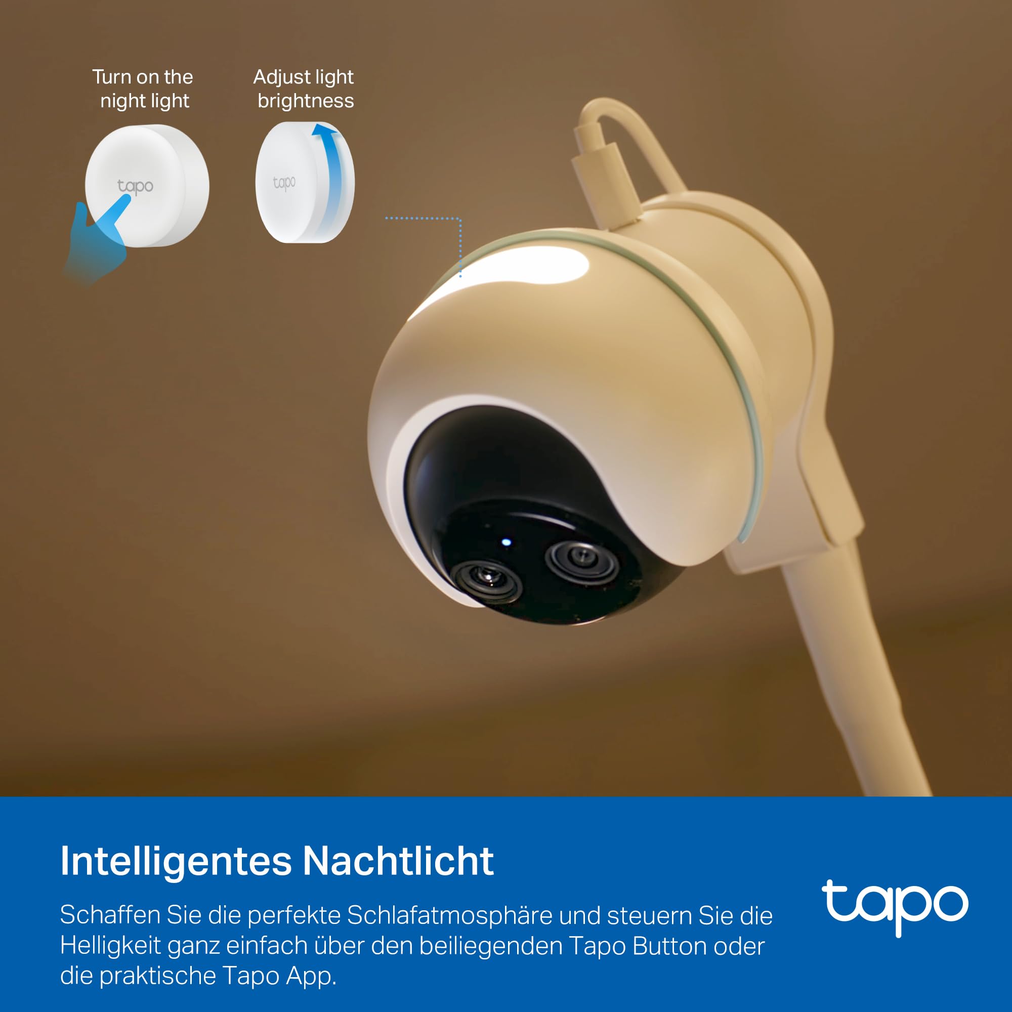 Tapo C840 Dual-Objektiv BabyCam (Erkennung von Babygeschrei & bedecktem Gesicht, Schlafanalyse & -bericht, Schlaflieder & Weißes Rauschen, Nachtlicht, MicroSD bis 512 GB)