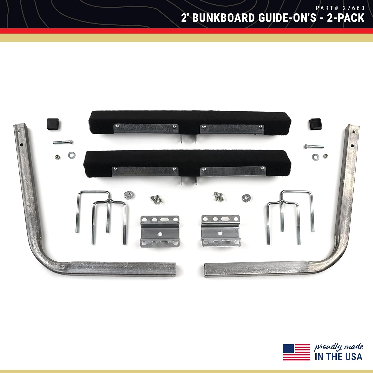 CE Smith - 27660 2-Foot Bunk Board Guide-On - Adjustable Boat Trailer with High-Grade Marine Carpet Fabric - Black