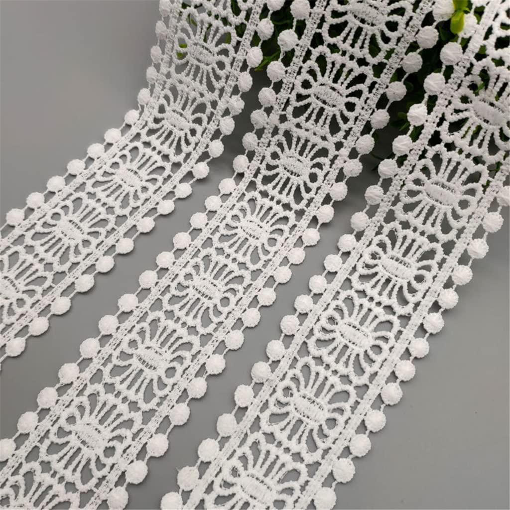 Générique 5cm 2inch évider Floral Brodé Blanc Dentelle Ruban DIY Vêtements Couture et Tissu Rideau Décoration (Couleur : Blanc, Taille : 5cm) (Blanc 5cm)