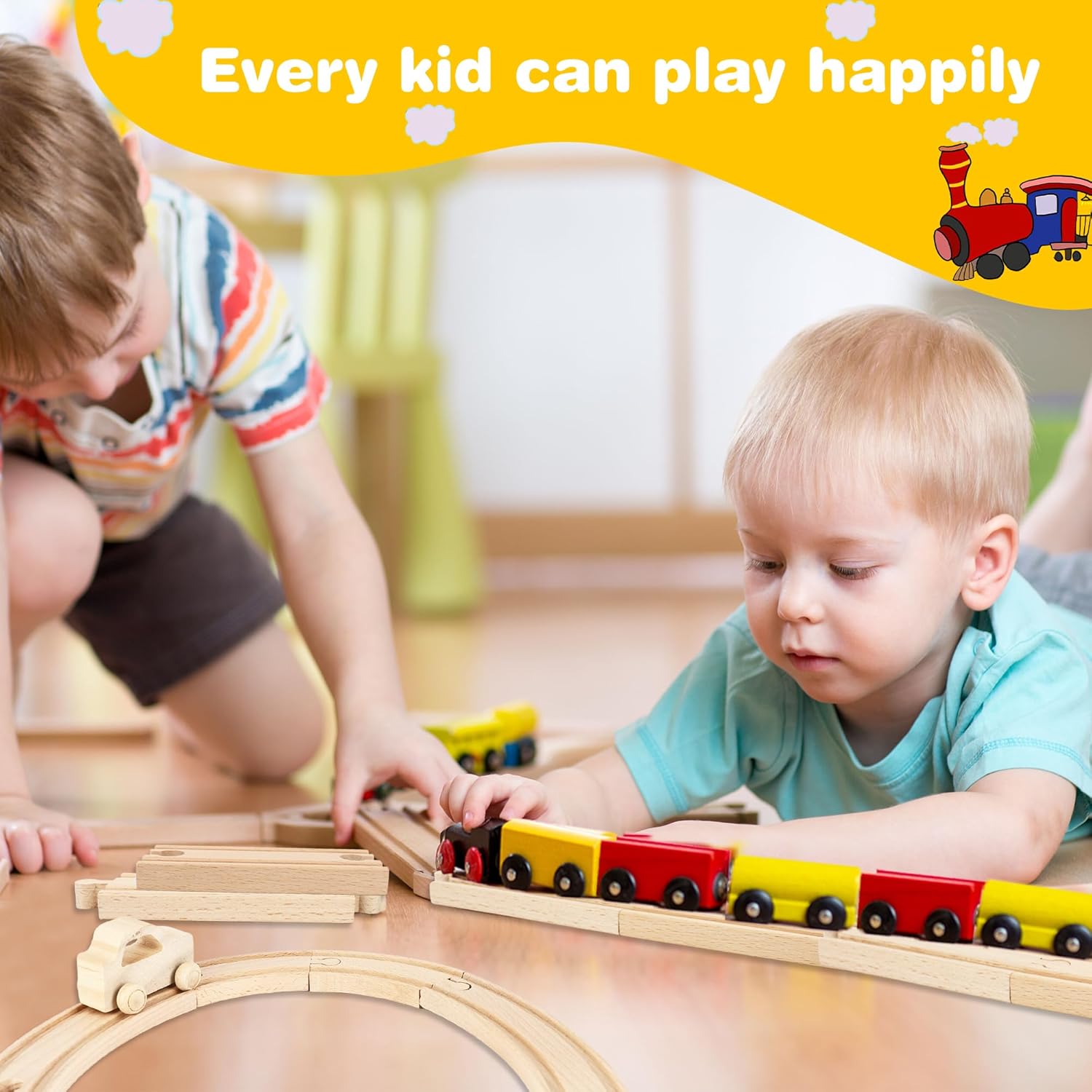 40 Pcs Wooden Male Female Train Track Adapters Straight Wood Train Track Bulk Train Track Expansion Packs Compatible with All Major Trains Railway