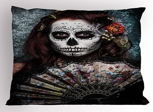 Miniatura 47 de Ambesonne Funda de almohada de Papá Noel, motociclista de Papá Noel, montar en motocicleta, arte pop, estilo retro, efecto de medio tono, funda